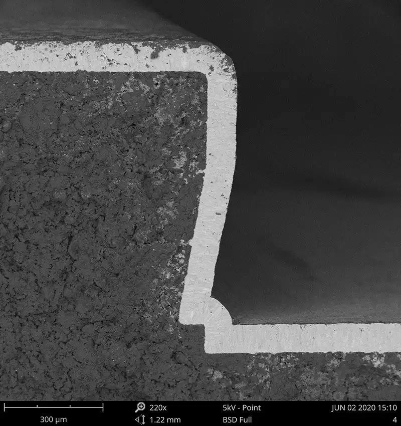 SiC coating cross-section SEM